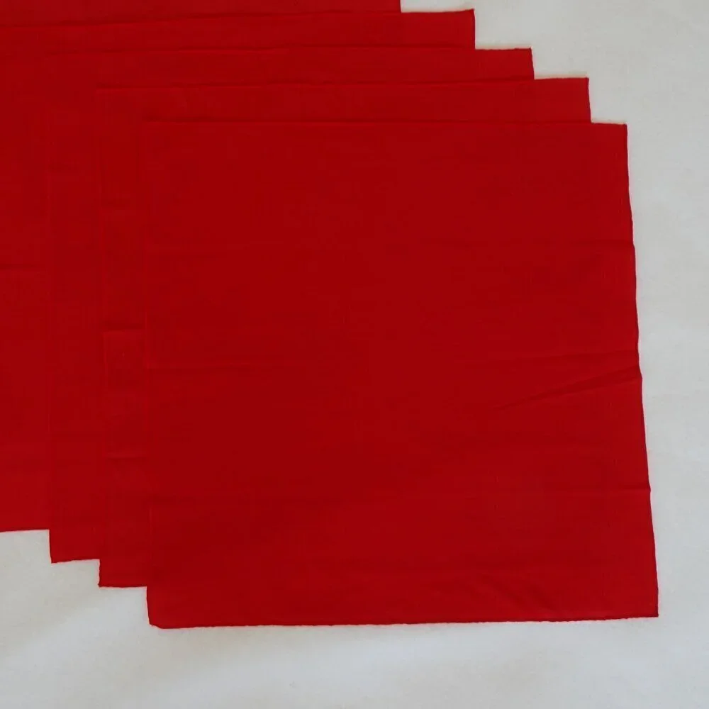 Cloth Napkins Set of 8 Vintage Square Solid Red + Multicolor